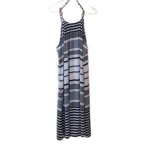 Nwt new Portocruz women's 3x black white striped tank maxi dress braided strap